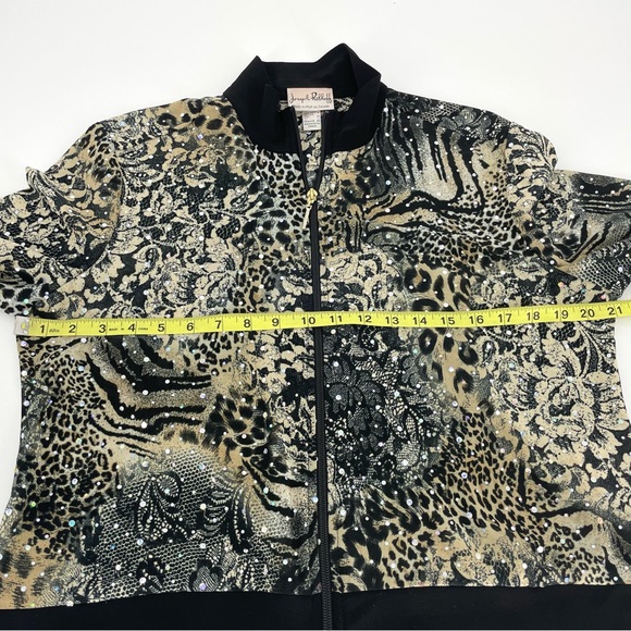 Joseph Ribkoff Animal Sequened Jacket Sheer Long Sleeve Stretch Embellished Top - Picture 9 of 16